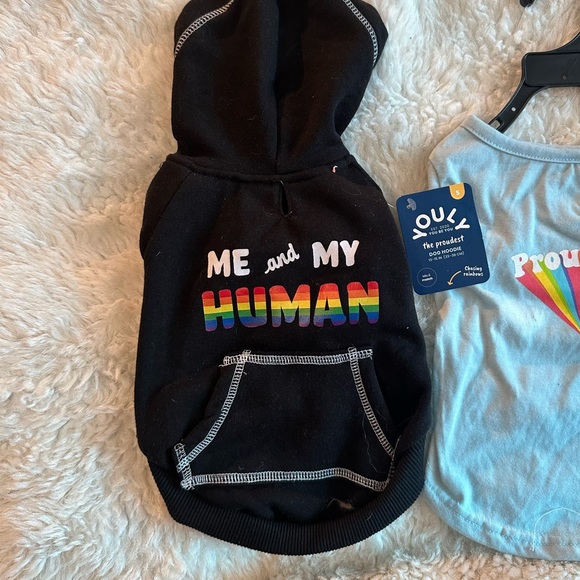 Dog hoodie & tee PRIDE rainbow theme proud pup & human size small NWT puppy toy - Picture 6 of 9